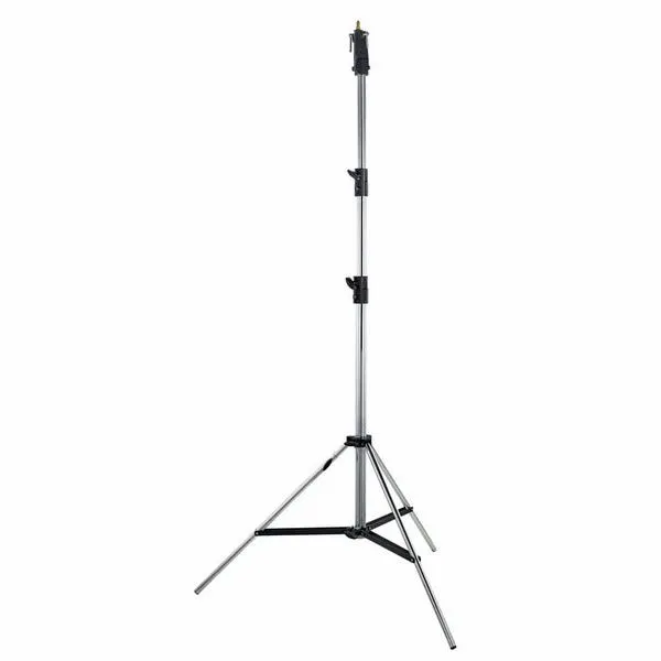Trépied professionnel Manfrotto 126CSU en acier chromé avec charge maximale 40kg et hauteur réglable 1,31-3,27m